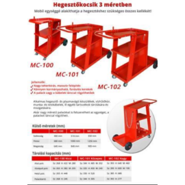 Heg. géphez kocsi piros, MC 102, méretek(mm) SZ550,H1230,M900 Alfaweld
