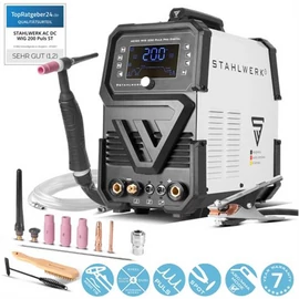Heg. inverter STAHLWERK TIG AC/DC 200 Puls Pro Digital 3m-es WP26FR AVI pisztollyal,3m-es test és BKI munka kábellel+tartozékok Akciós