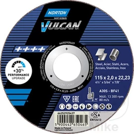 125x4,0x22,2mm Tisztítókorong 'Norton Vulcan' Inox, kék (A30S-BF27) 20db/cs. (36010107)