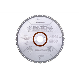 METABO fűrészlap tárcsa "laminate cut - professional", 216x30 Z60 FZ/TZ 0° laminált padlóhoz 628442000
