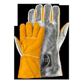 Hegesztő kesztyű kevlár erősítés,  alukasírozott kézhát  BLM hasított marhabőr, teljesen bélelt (sárga-alu)