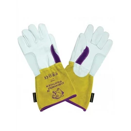 Hegesztő kesztyű AVI 'PARWELD' PANTHER-Prémium erősített hasított bárány- kecske- marhabőr sárga-fehér-fekete (10p/cs) P3838
