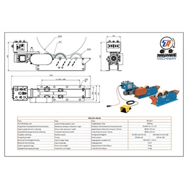 CSŐFORGATÓ PÁR PRD10/PR10(2t, 25-800 mm,kerék:200x60mm,B: 205 Nm, 230V, 50 Hz