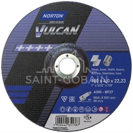180x4,0x22,2mm Tisztítókorong Norton Vulcan (A30S BF27) acél+ inox, 20 db/cs.