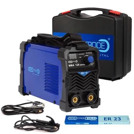 Heg. inverter Panelectrode MMA 120 D VRD (120A-60%Bi,100A-100%)230V±15%) test és munka kábelekkel + 0,65kg ER23(1,6x275mm)