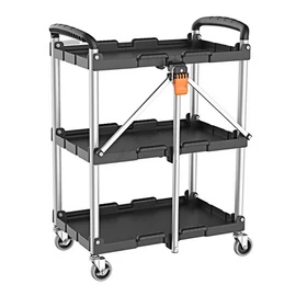 Tárolókocsi összecsukható 3 tálcás 3x 590x372mm, max. terhelés 20kg/polc  KENDO 