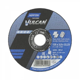 125x3,0mm vágókorong Norton Vulcan kék (A30S-BF41) Acél + Inox 2in1 (25db/csomag) 