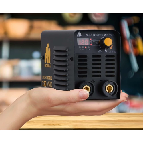 Hegesztő inverter IWELD GORILLA MICROFORCE 120 VRD (110A-60%Bi,230V±15%) test és munka kábelekkel