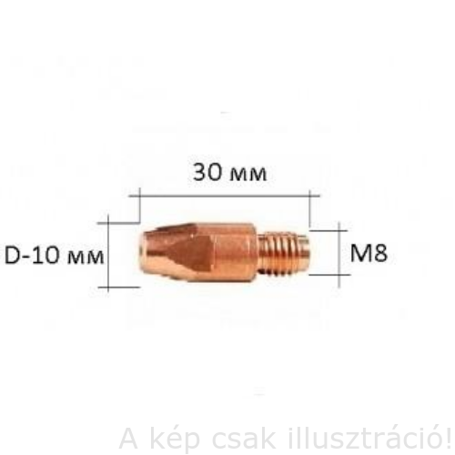 Áramátadó düzni M8x10/30 0,8mm Cu Krómozott  Binzel 140.0116, rendelésre!