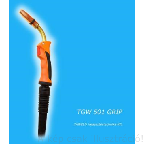 MIG/MAG pisztoly TGW501 GRIP 5m fix nyakkal, vízhűtéses 500A CO2 & 450A kevertgázzal 100% Bi-vel TAWELD 25015430