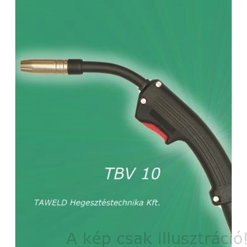 MIG/MAG pisztoly TBV 10 3m fix nyakkal,szelepes, gázhűtéses 120A CO2 & 100A kevertgázzal 60% Bi-vel TAWELD 10103100