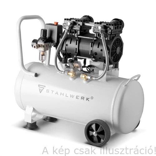 Levegős kompresszor olajmentes, csendes, dupla dugattyús  ST 510 Pro (10 bar, 50 l tank, 69 dB, 23kg) STAHLWERK 1295
