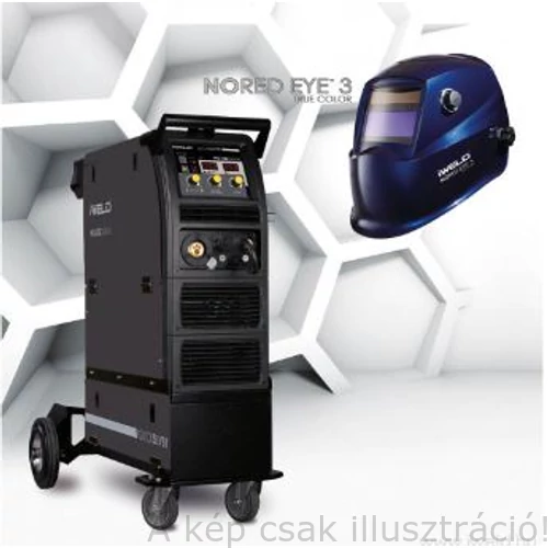 MIG/MAG Heg. gép Iweld MIG 320 digital invertres (400V,Bi@300A60%,D=300mm/15kg)& Nord Eye3 LCD kék fejpajzs IWELDPROMSET2