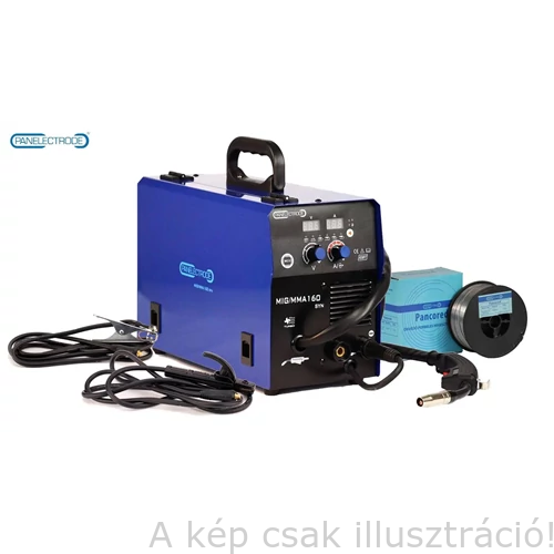 MIG/MAG Heg. gép Panelectrode MIG/MMA 160 SYN (160A-60%Bi,120A-100%)230V±15%) test és munka kábelekkel + 1,0 kg Pancored porbeles huzal