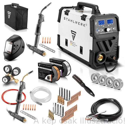 MIG/MAG Heg.gép STAHLWERK 200 Pulse Pro IGBT védőgázos ívhegesztő AK25/MB25 pisztollyal  1140