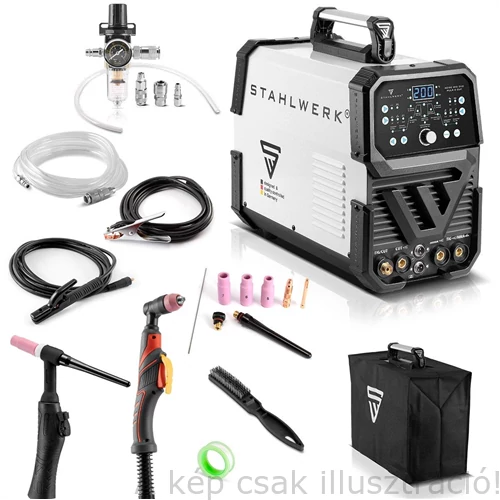 Heg. inverter STAHLWERK 4 az1-ben kombinált hegesztőgép AC/DC TIG 200 A IGBT/ PULS D CUT50 A-es plazmavágóval / MMA  1037