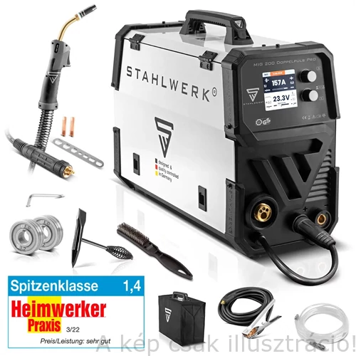 MIG/MAG Heg.gép STAHLWERK MIG MAG 200 Double Pulse Pro full-synergic védőgázos ívhegesztő AK25/MB25 pisztollyal  1221