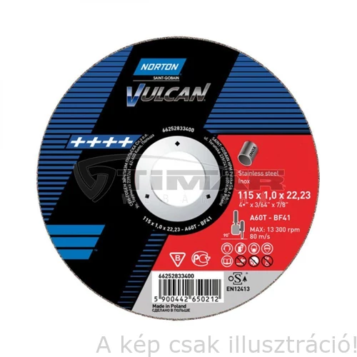 125x2,5mm vágókorong Norton Vulcan kék (A30S-BF41) Acél + Inox 2in1 (25db/csomag) 35010150