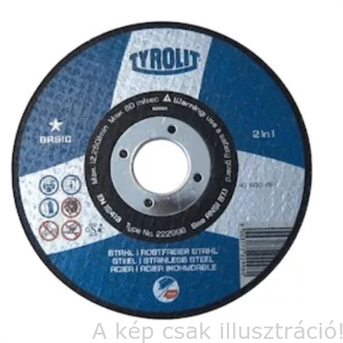 230x6,0x22,2mm Tisztítókorong Tyrolit Basic A30Q BF INOX (10db/doboz) 12091250