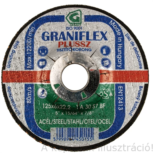 180x4,0x22,2mm Tisztítókorong Graniflex (1A30S7BF 80) acél+ inox, 10 db/cs.  
