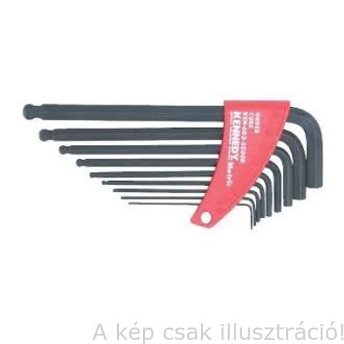 Hatszögkulcs L alakú, gömbvégű (Imbuszkulcs) klt. 7 darabos, teljesen átedzett karbonacélból KENNEDY  KEN6024570K
