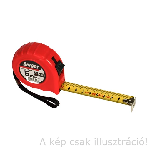 Mérőszalag 5m/19mm BERGER övcsipesszel, karpánttal  020601-0003