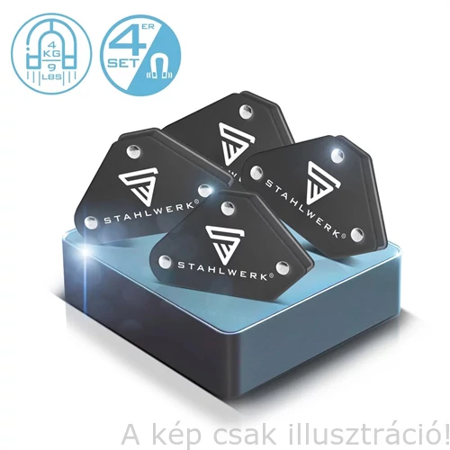 Mágnes hegesztéshez 4 darabos készlet 90°/45°  Set of 4 Magnetic Welding Angle 4 kg  STAHLWERK  4568
