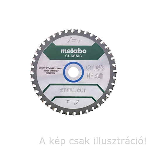 METABO fűrészlap tárcsa "SteelCutClassic"165x20 Z40 FZFA/FZFA 4° fémre 628273000