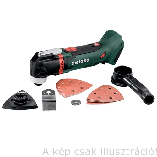 METABO MT 18 LTX Multifunkciós akkus gép háromszög tépőzáras talp,elszívó adapter,merülő fűrészlap(fára)akku és töltő nélkül 613021840