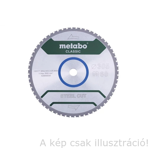 METABO fűrészlap tárcsa "SteelCutClassic" 305x25,4 Z60 FZFA/FZFA 4° fémre 628668000