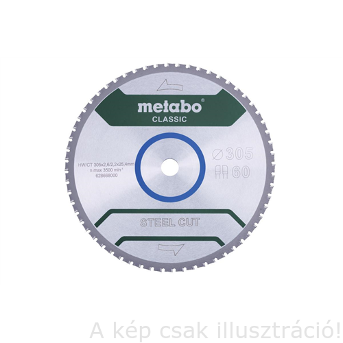 METABO fűrészlap tárcsa "SteelCutClassic" 305x25,4 Z60 FZFA/FZFA 4° fémre 628668000