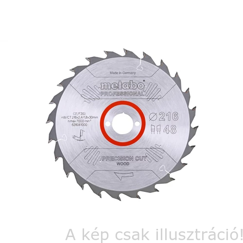 METABO fűrészlap tárcsa "precision cut wood - professional", 216x30 Z48 WZ 5° neg. fához 628041000