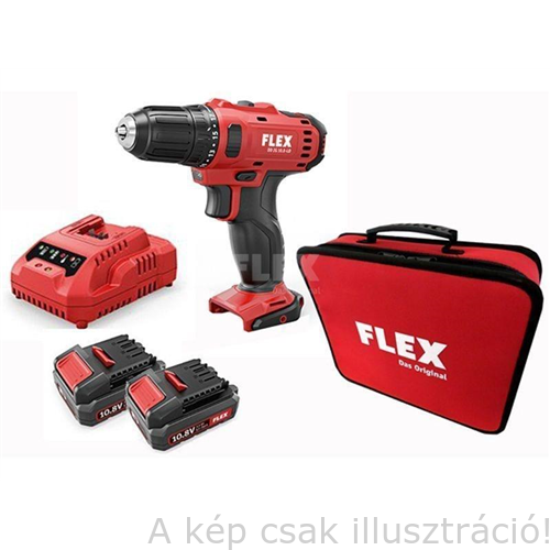 FLEX DD 2G 10,8-LD 2 sebességes akkus fúró-csavarozó 2db 2,5,0Ah/10,8V szettben töltövel és textil hordtáskában 450.561