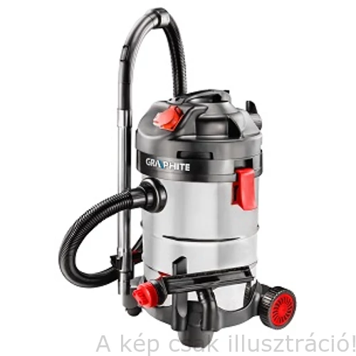 GRAPHITE 59G607  Ipari száraz-nedves porszívó1500W inox tartály 30L, 8,5kg,18 kPa