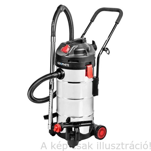 GRAPHITE 59G608 Ipari száraz-nedves porszívó 1500W inox tartály 40L,12,3 kg,18 kPa