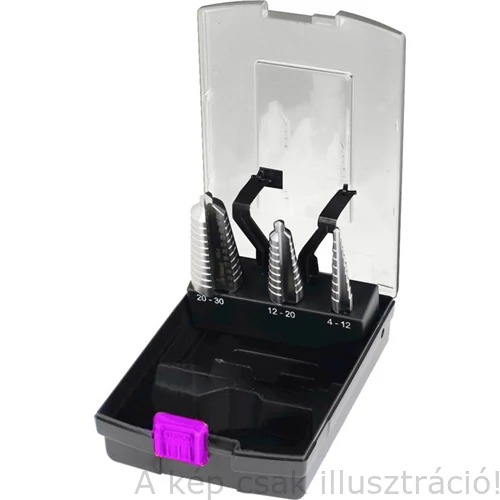 Fúró lépcsős készlet 4 - 12 mm / 12 - 20 mm / 20 - 30 mm 3 részes    OPTIMUM   3201056