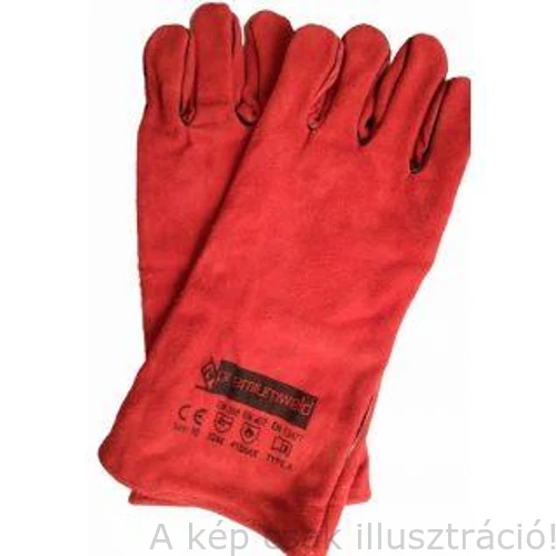 Hegesztő kesztyű PRÉMIUMWELD Co Hosszú piros hasított marhabőr "PARWELD" P3244-10-es