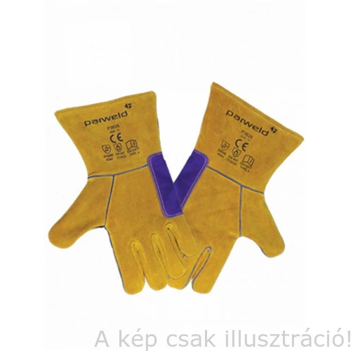 Hegesztő kesztyű Parweld Panther kevlár erősítés, hasított marhabőr.sárga/lila/ XL11 (10pár/cs)  P3826