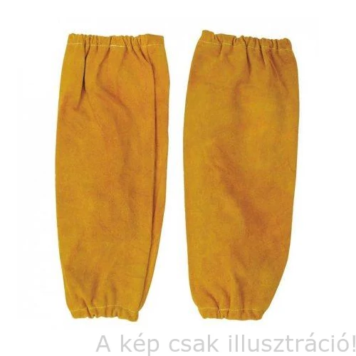 Hegesztő karvédő hasított marha bőr rugalmas, gumis csuklórész aranybarna,40cm hosszú