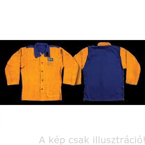 Hegesztő kabát hasított marhabőr, szikraálló vászon hátrész, kevlár erősítés (sárga-kék BLM BMV3060) - XL-XXL