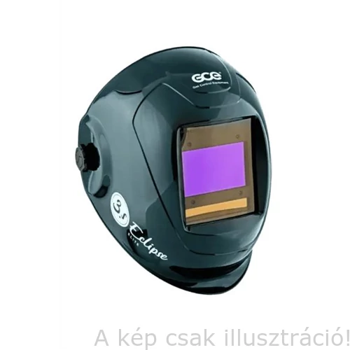 Hegesztő fejpajzs automata 'ECIPLSE 3.s ELITE LCD' DIN 5/9-13 TIG/AVI heg.-re is,4 érz.solar,100x60 színes látómező GCE