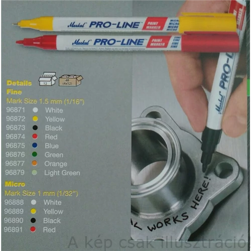 Jelölő festék Markal PRO-LINE FINE (1,5-2mm/ ) fehér (-18°C-66°C; 0°F-150°F) 
