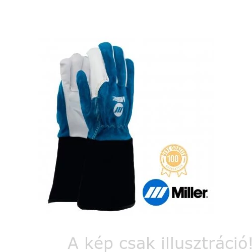 Hegesztő kesztyű AVI Miller, hosszú fekete mandzsetta finom kecskebőr tenyér és kék marhabőr kézfej, 9-es 
