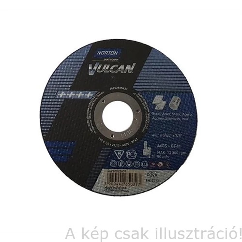 125x1,0mm vágókorong Norton Vulcan kék (A60S-BF41) Acél + Inox 2in1 (110db/csomag) 