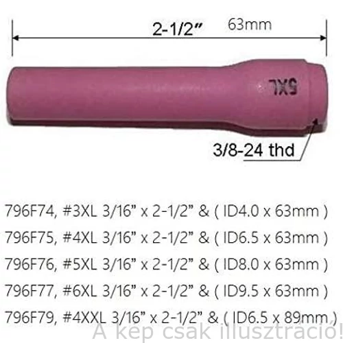 Miller AVI/TIG kerámia gázterelő SR9/20 5-ös 8x63,0mm XL hosszú 