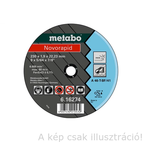 230x1,9x22,23 vágókorong Metabo  Novarapid 