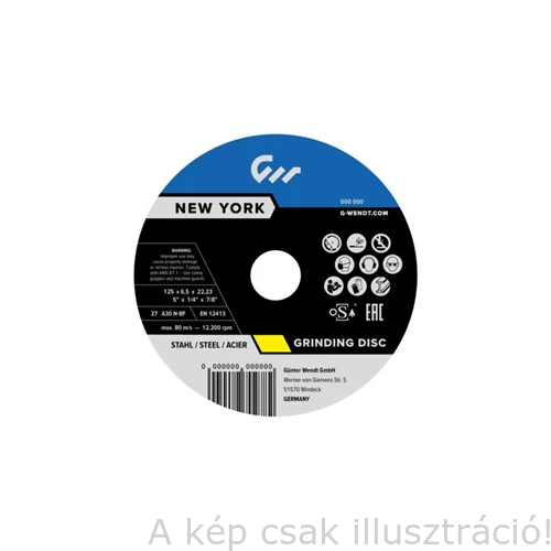 125x6,5x22,2mm Tisztítókorong G-Wendt New York Acél (10db/csomag) 