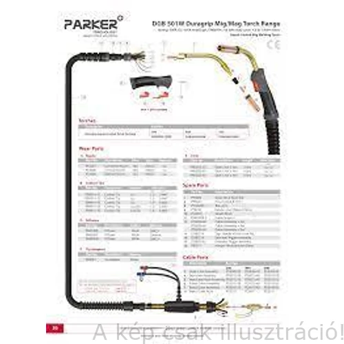 MIG/MAG pisztoly Parker Torch 250A, 4m gázhűtéses, PARKER DDU2500-40ER