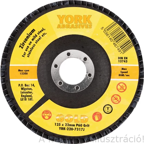 125mm-P60 Lamellás csiszolótárcsa ZIRKONIUM YORK GOLD 