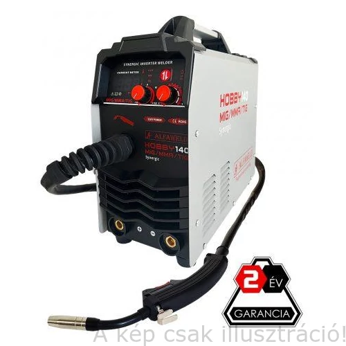 MIG/MAG heg.gép ALFAWELD HOBBY MIG MMA TIG 140A/230V SYNERGIC inverteres hegesztőgép,140A/60%, 90A/100%,test és munkakábelekkel